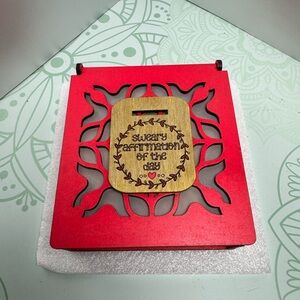 Handmade hand painted affirmation box with holder on top